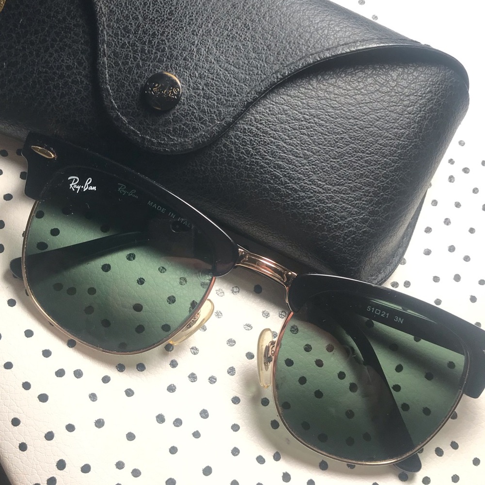 RAYBAN Black and gold clubmasters